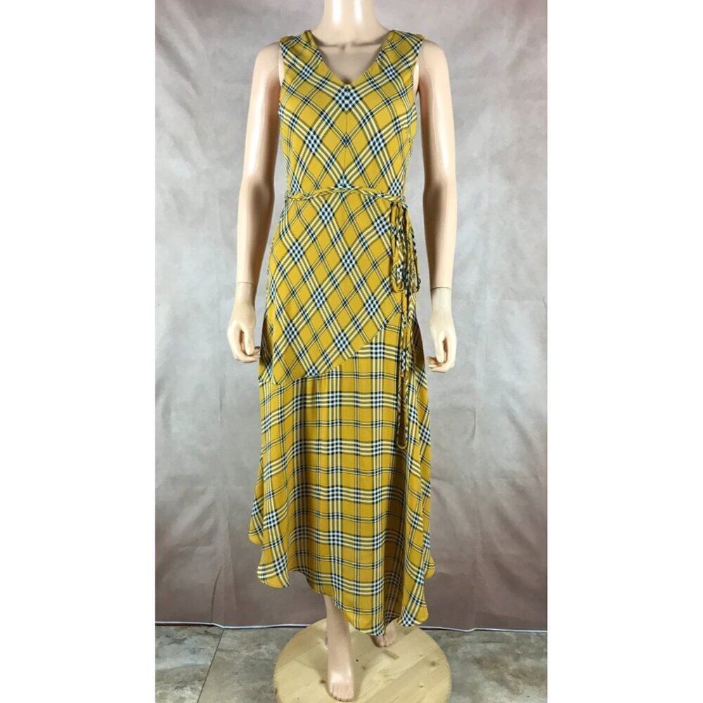 VINCE CAMUTO Highland Plaid Asymmetrical Chiffon Dress Size 0